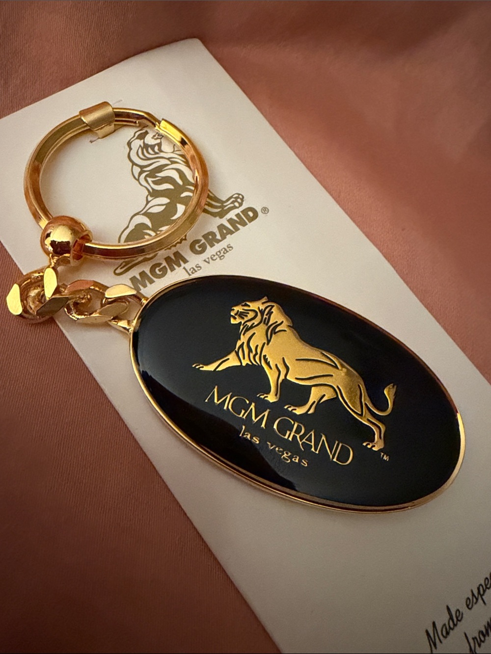 MGM Grand Las Vegas Lion Keychain Brass